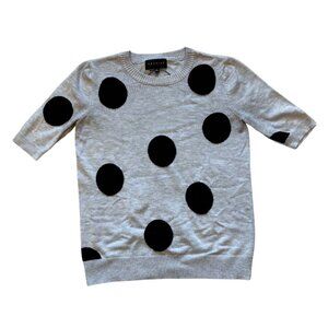 Premise Women’s Small Gray Black Polka Dot Sweater Knit Short Sleeve Retro Mod